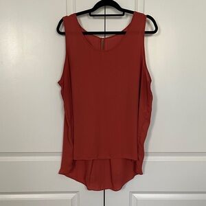 Women's Sleeveless Red Chiffon Layered Tank Top